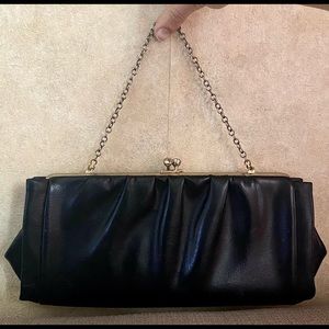 Vintage Black Leather Clutch